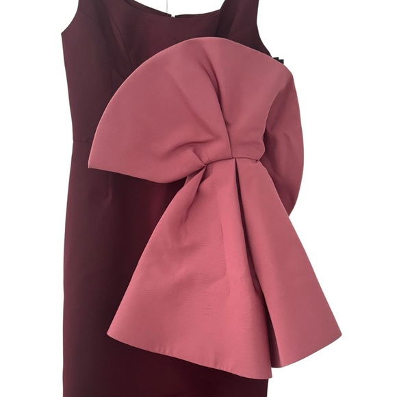 CHRISTIAN SIRIANO***Burgundy and Pink Bow Dress***US 6 $5995 NWT - Picture 3 of 6